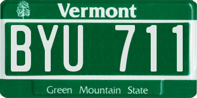 VT license plate BYU711