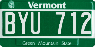 VT license plate BYU712