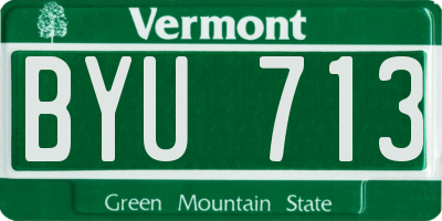 VT license plate BYU713