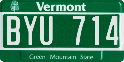 VT license plate BYU714