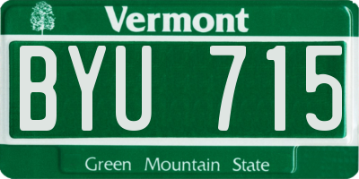 VT license plate BYU715
