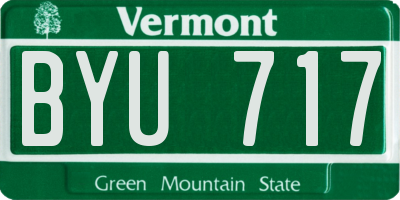 VT license plate BYU717
