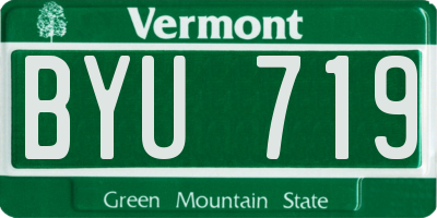 VT license plate BYU719