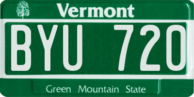 VT license plate BYU720