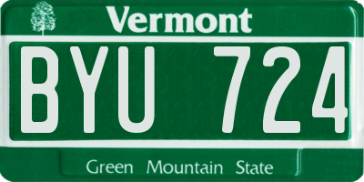 VT license plate BYU724