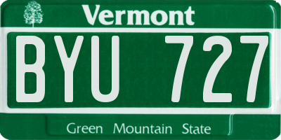 VT license plate BYU727