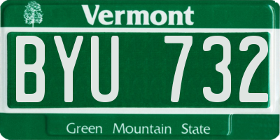 VT license plate BYU732
