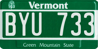 VT license plate BYU733