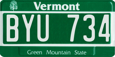 VT license plate BYU734