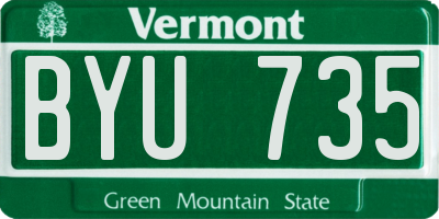 VT license plate BYU735