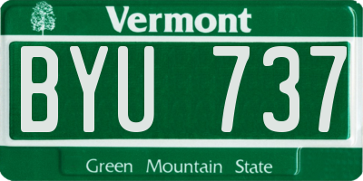 VT license plate BYU737