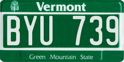 VT license plate BYU739