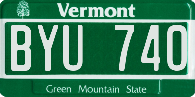 VT license plate BYU740