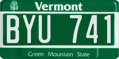 VT license plate BYU741