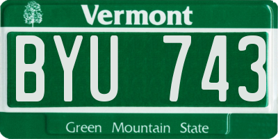 VT license plate BYU743
