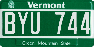 VT license plate BYU744