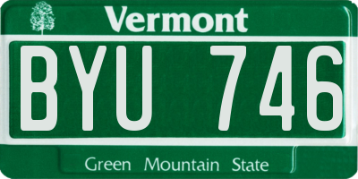 VT license plate BYU746