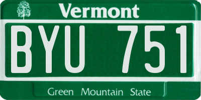 VT license plate BYU751