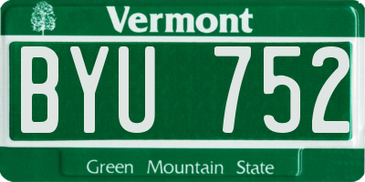 VT license plate BYU752
