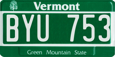 VT license plate BYU753
