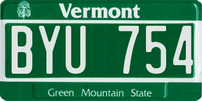 VT license plate BYU754