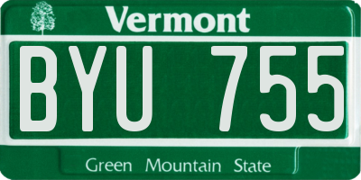 VT license plate BYU755