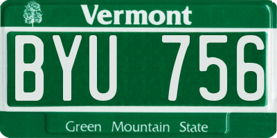 VT license plate BYU756