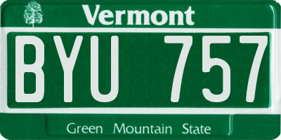 VT license plate BYU757