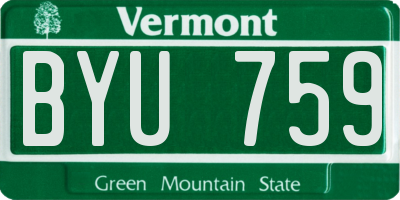 VT license plate BYU759