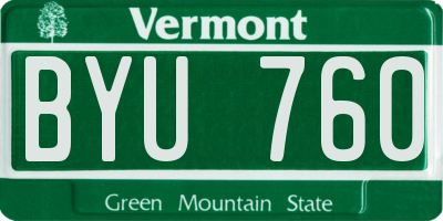 VT license plate BYU760
