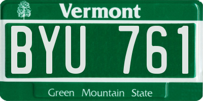 VT license plate BYU761