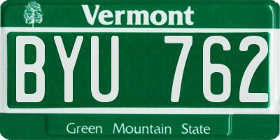 VT license plate BYU762