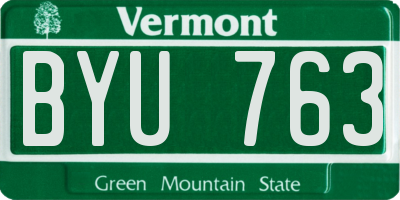 VT license plate BYU763