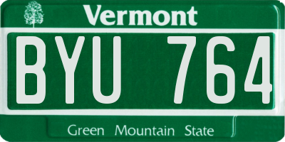 VT license plate BYU764