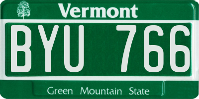 VT license plate BYU766