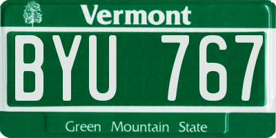 VT license plate BYU767