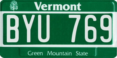 VT license plate BYU769