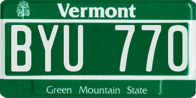 VT license plate BYU770