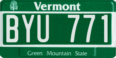 VT license plate BYU771