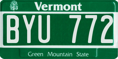 VT license plate BYU772