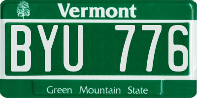 VT license plate BYU776