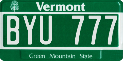 VT license plate BYU777