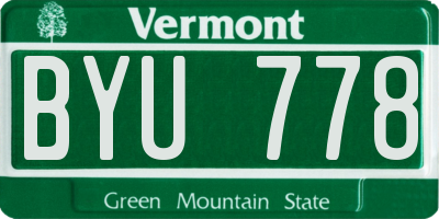 VT license plate BYU778