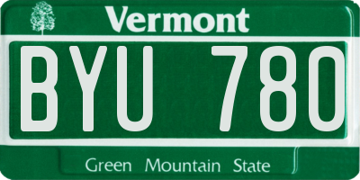 VT license plate BYU780