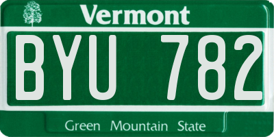 VT license plate BYU782