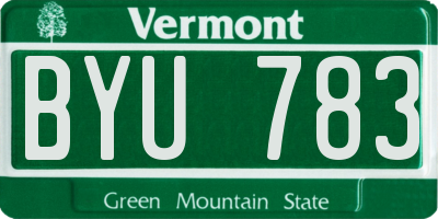 VT license plate BYU783