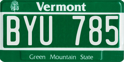 VT license plate BYU785