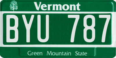 VT license plate BYU787