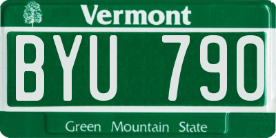 VT license plate BYU790