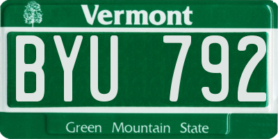VT license plate BYU792